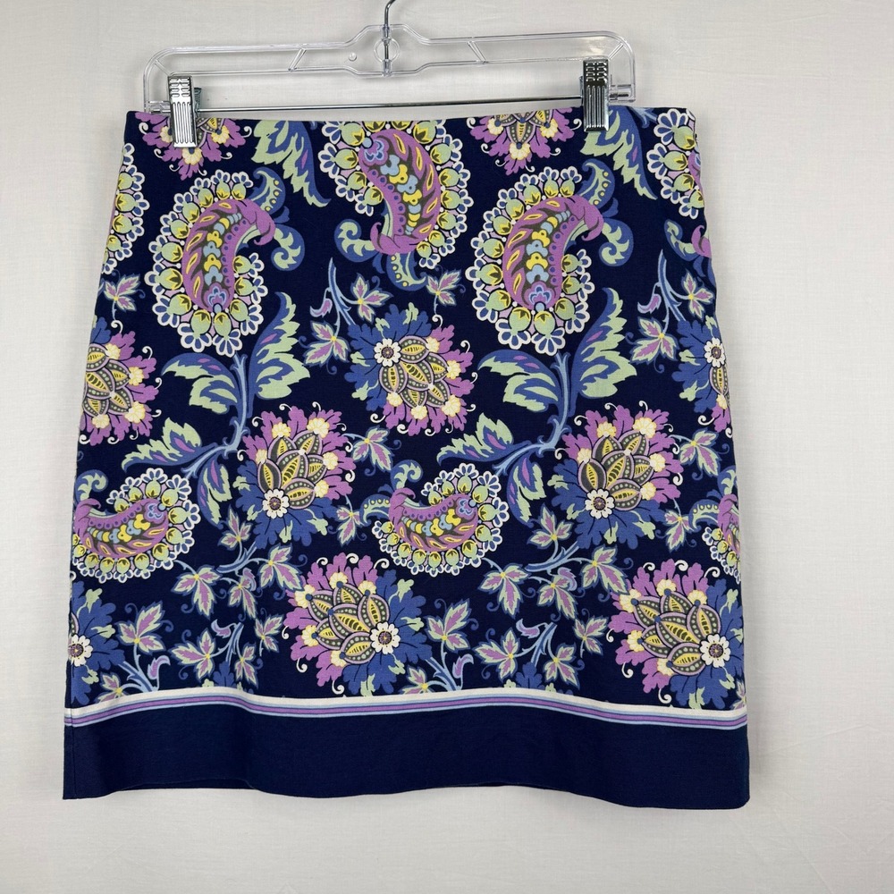 Talbots Womens Navy Blue Paisley Floral A-Line Mini Skirt Size‎ 8